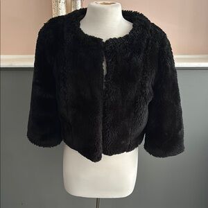 LC Lauren Conrad Black Teddy Jacket Faux Fur